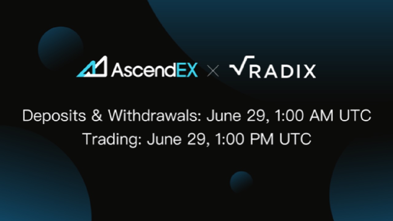 AscendEX Lists Radix – a DeFi Protocol With Developer Incentives – Press release Bitcoin News